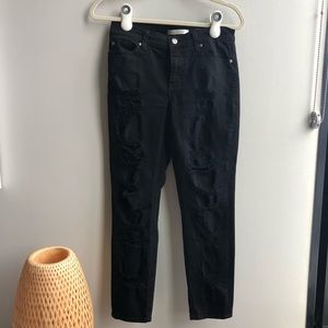 Ripped front black jeans